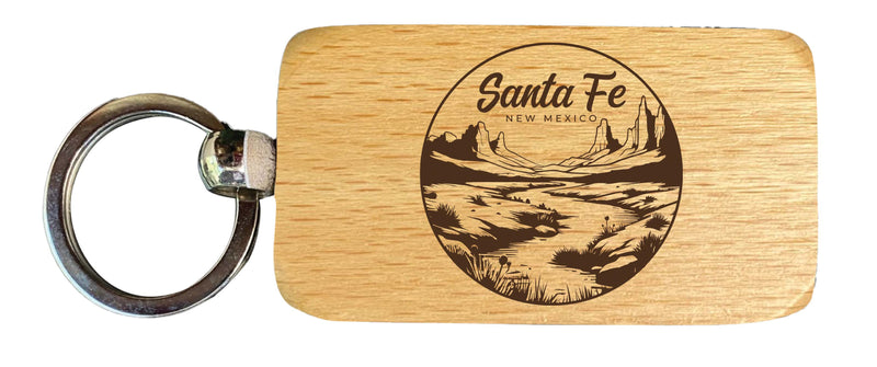 Santa Fe New Mexico Souvenir 2.5x1-Inch Souvenir Engraved Wooden Keychain Single Unit
