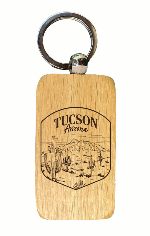 Tucson Arizona Souvenir 2.5x1-Inch Souvenir Engraved Wooden Keychain Single Unit