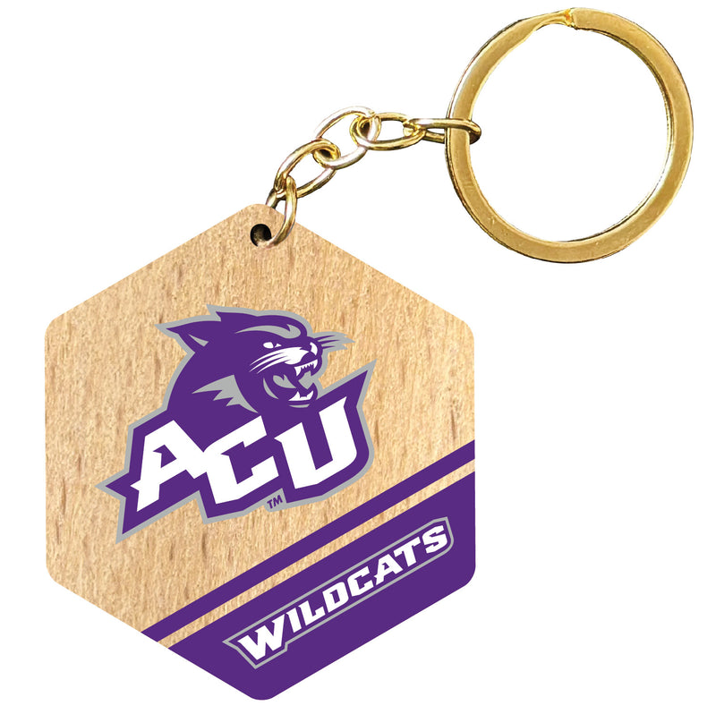 Abilene Christian University 2" Wooden Hexagon Keychain Officially Licensed Collegiate Product Single