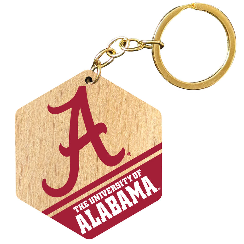 Alabama Crimson Tide 2" Wooden Hexagon Keychain Officially Licensed Collegiate Product 4-Pack
