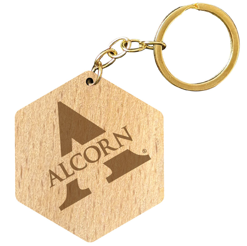 Alcorn State Braves 2" Engraved Wooden Hexagon Keychain Officially Licensed Collegiate Product Single