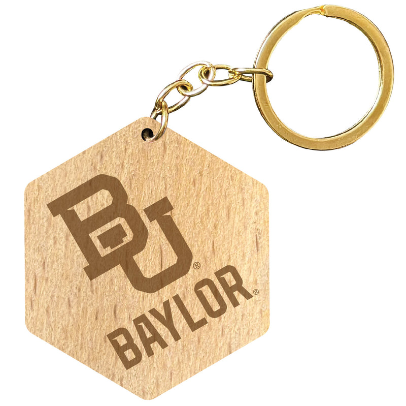 Baylor Bears 2" Engraved Wooden Hexagon Keychain Officially Licensed Collegiate Product 2-Pack