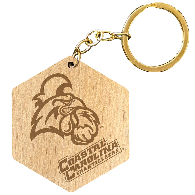 Coastal Carolina University 2" Engraved Wooden Hexagon Keychain Officially Licensed Collegiate Product Single
