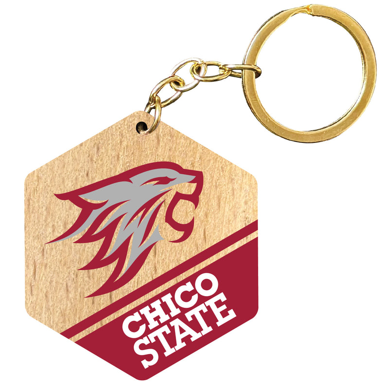 California State University, Chico 2" Wooden Hexagon Keychain Officially Licensed Collegiate Product Single
