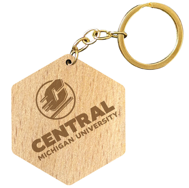 Central Michigan University 2" Engraved Wooden Hexagon Keychain Officially Licensed Collegiate Product Single