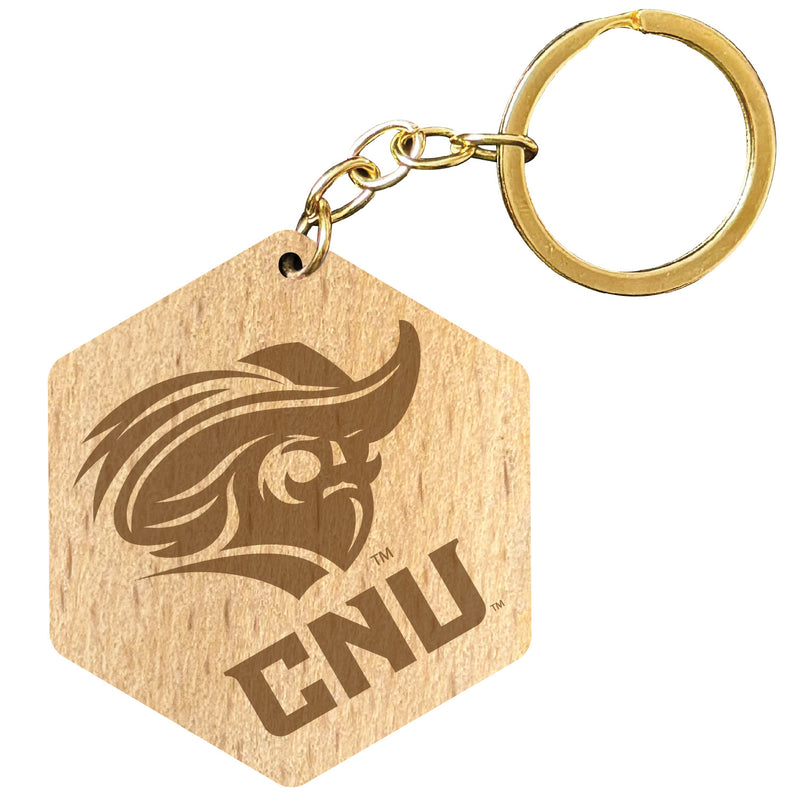 Christopher Newport Captains 2" Engraved Wooden Hexagon Keychain Officially Licensed Collegiate Product 2-Pack