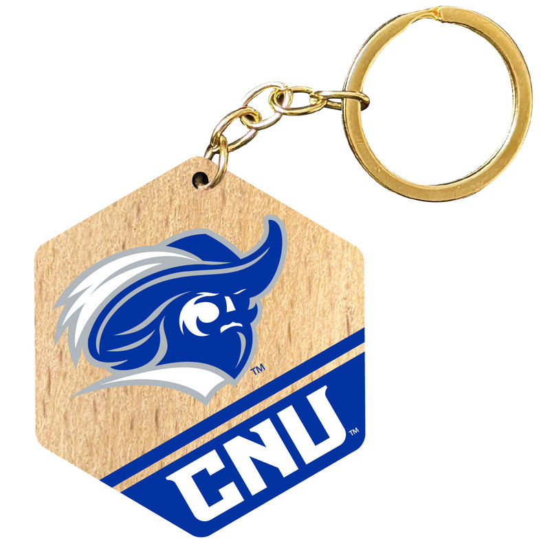 Christopher Newport Captains 2" Wooden Hexagon Keychain Officially Licensed Collegiate Product 2-Pack