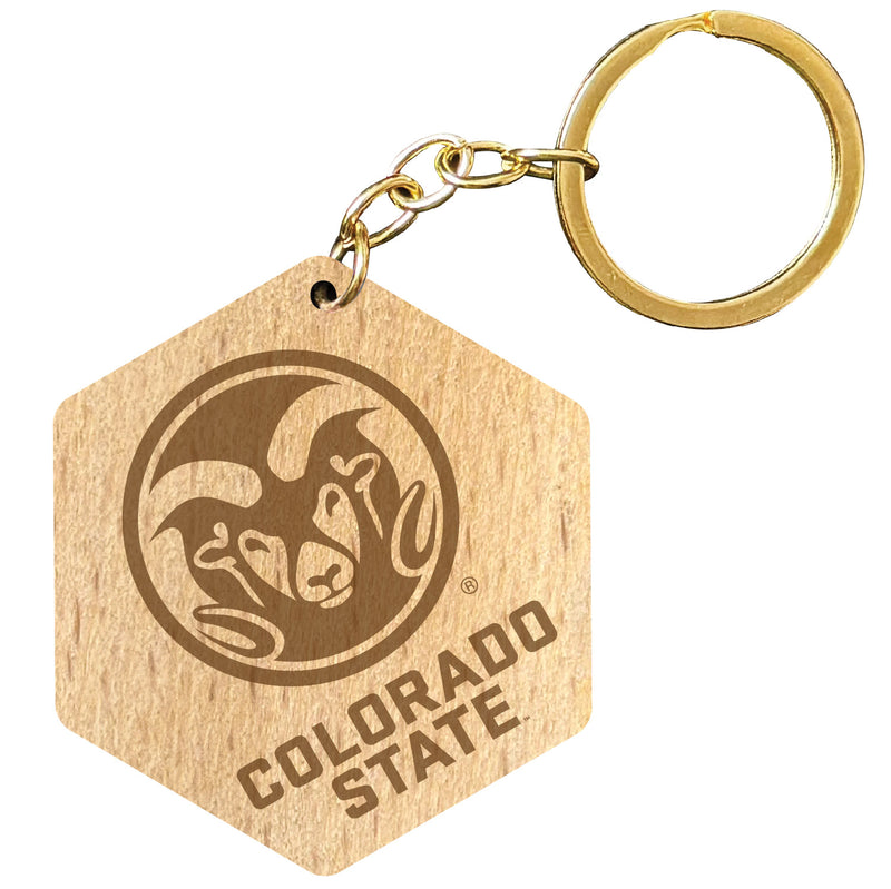 Colorado State Rams 2" Engraved Wooden Hexagon Keychain Officially Licensed Collegiate Product Single