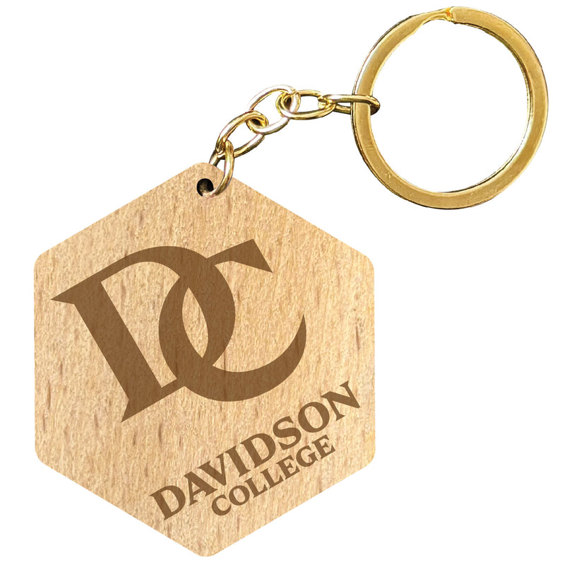 Davidson College 2" Engraved Wooden Hexagon Keychain Officially Licensed Collegiate Product Single