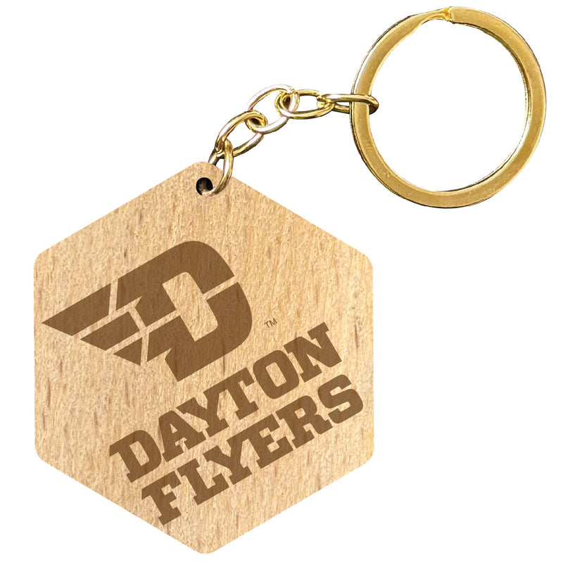Dayton Flyers 2" Engraved Wooden Hexagon Keychain Officially Licensed Collegiate Product 2-Pack