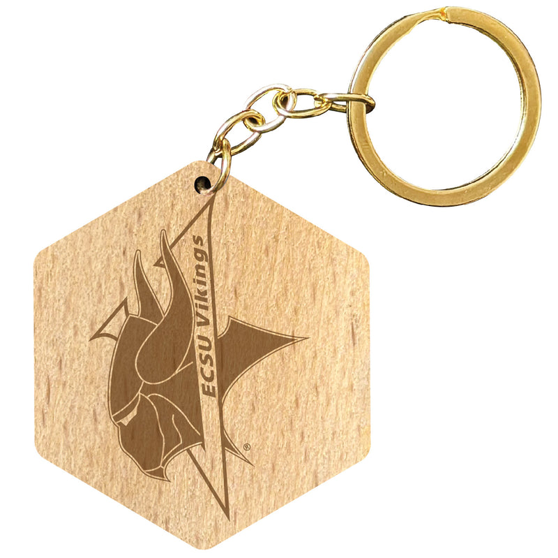 Elizabeth City State University 2" Engraved Wooden Hexagon Keychain Officially Licensed Collegiate Product 4-Pack