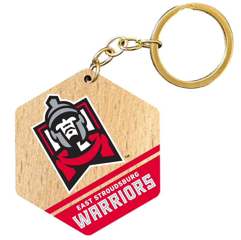 East Stroudsburg University 2" Wooden Hexagon Keychain Officially Licensed Collegiate Product Single