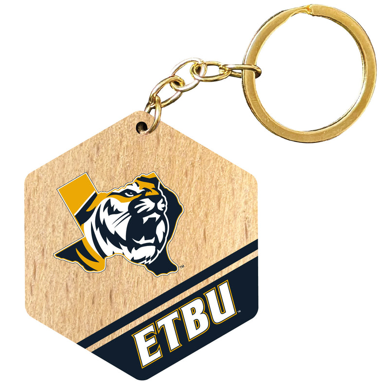 East Texas Baptist University 2" Wooden Hexagon Keychain Officially Licensed Collegiate Product Single