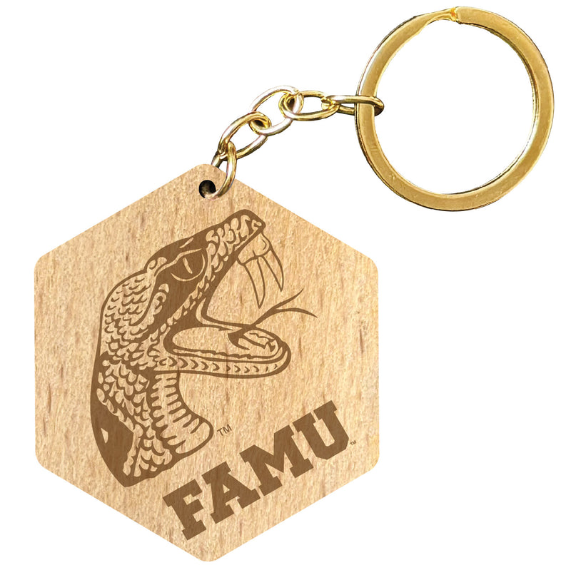 Florida A&M Rattlers 2" Engraved Wooden Hexagon Keychain Officially Licensed Collegiate Product Single