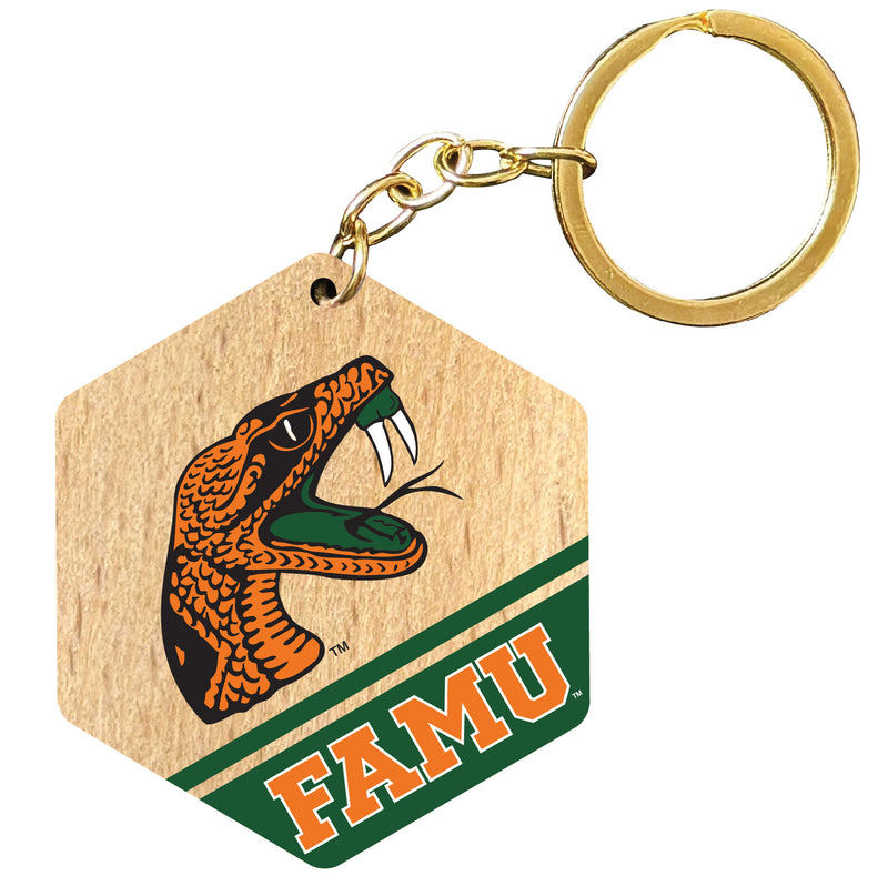 Florida A&M Rattlers 2" Wooden Hexagon Keychain Officially Licensed Collegiate Product Single