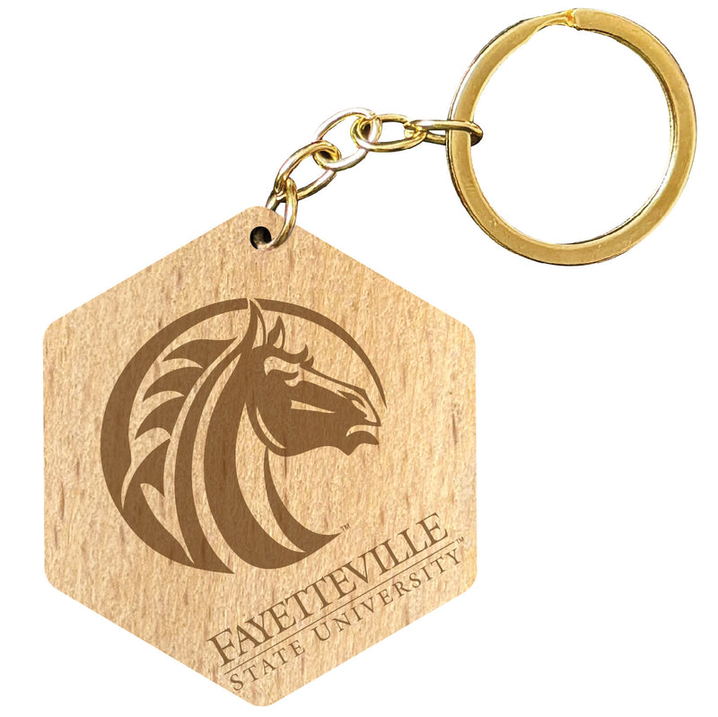 Fayetteville State University 2" Engraved Wooden Hexagon Keychain Officially Licensed Collegiate Product Single