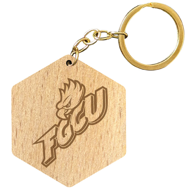 Florida Gulf Coast Eagles 2" Engraved Wooden Hexagon Keychain Officially Licensed Collegiate Product Single
