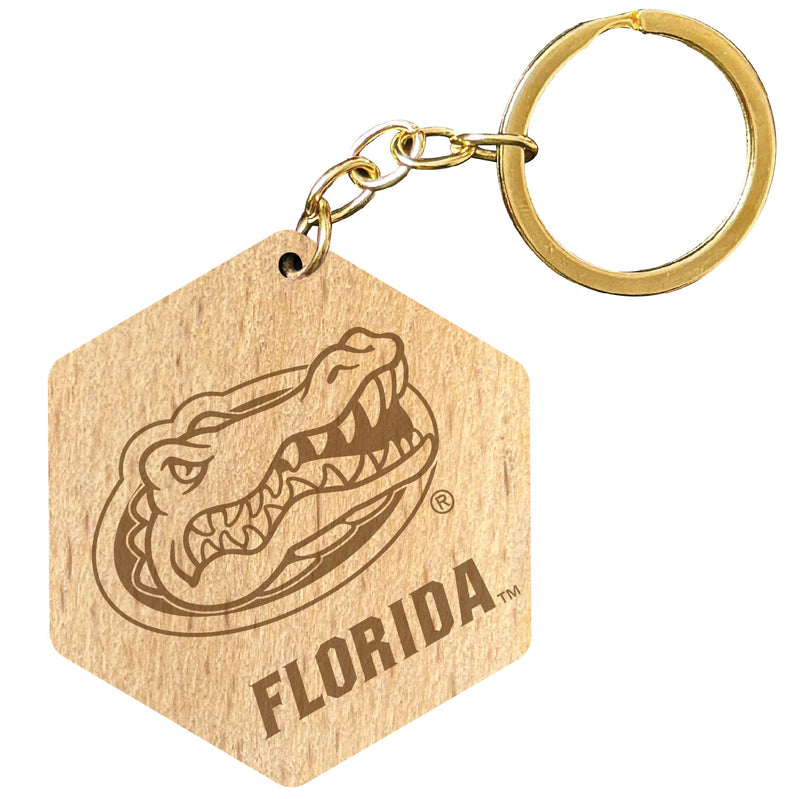 Florida Gators 2" Engraved Wooden Hexagon Keychain Officially Licensed Collegiate Product Single