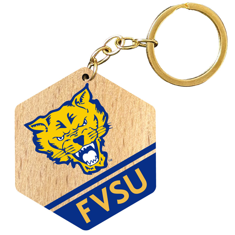 Fort Valley State University 2" Wooden Hexagon Keychain Officially Licensed Collegiate Product Single