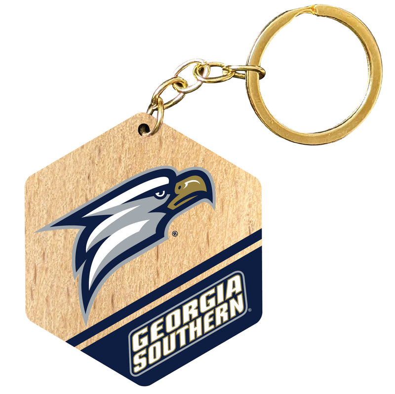 Georgia Southern Eagles 2" Wooden Hexagon Keychain Officially Licensed Collegiate Product 2-Pack