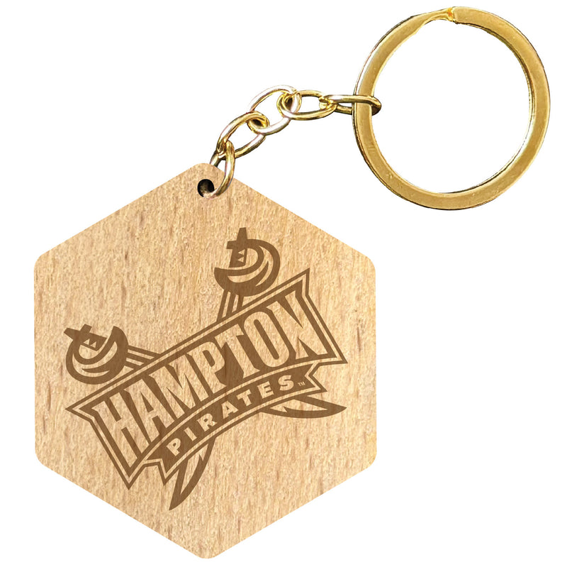 Hampton University 2" Engraved Wooden Hexagon Keychain Officially Licensed Collegiate Product 2-Pack