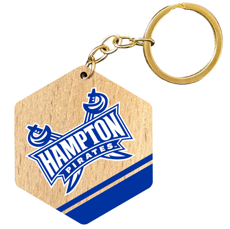 Hampton University 2" Wooden Hexagon Keychain Officially Licensed Collegiate Product 2-Pack