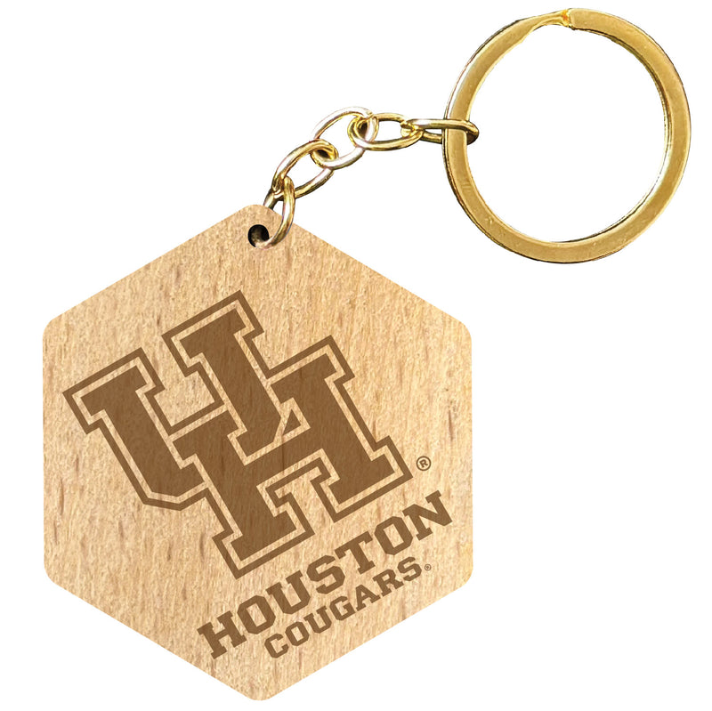 University of Houston 2" Engraved Wooden Hexagon Keychain Officially Licensed Collegiate Product 2-Pack