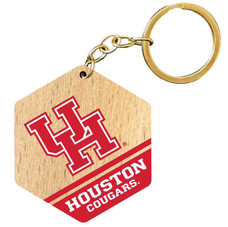 University of Houston 2" Wooden Hexagon Keychain Officially Licensed Collegiate Product 2-Pack