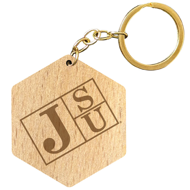 Jackson State University 2" Engraved Wooden Hexagon Keychain Officially Licensed Collegiate Product Single