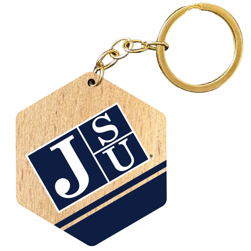 Jackson State University 2" Wooden Hexagon Keychain Officially Licensed Collegiate Product Single
