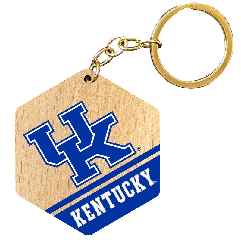 Kentucky Wildcats 2" Wooden Hexagon Keychain Officially Licensed Collegiate Product 2-Pack