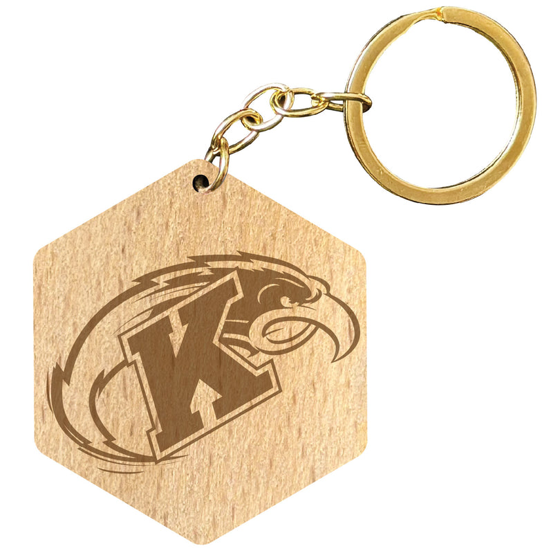 Kent Golden Flashes 2" Engraved Wooden Hexagon Keychain Officially Licensed Collegiate Product Single