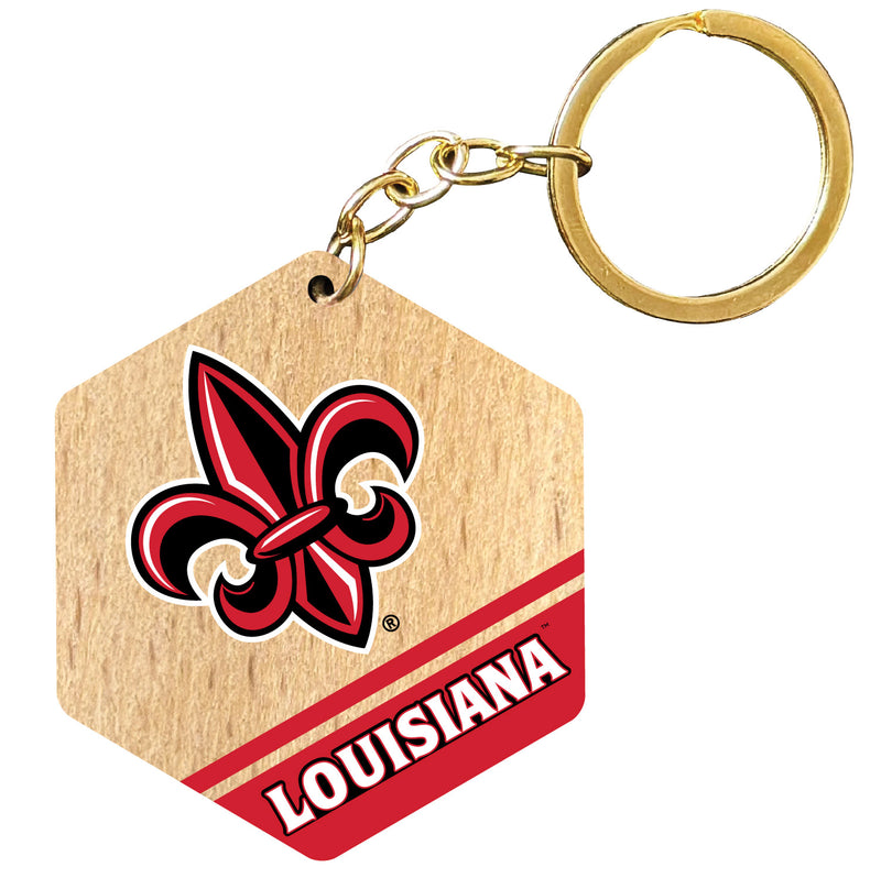 Louisiana at Lafayette Ragin' Cajuns 2" Wooden Hexagon Keychain Officially Licensed Collegiate Product Single