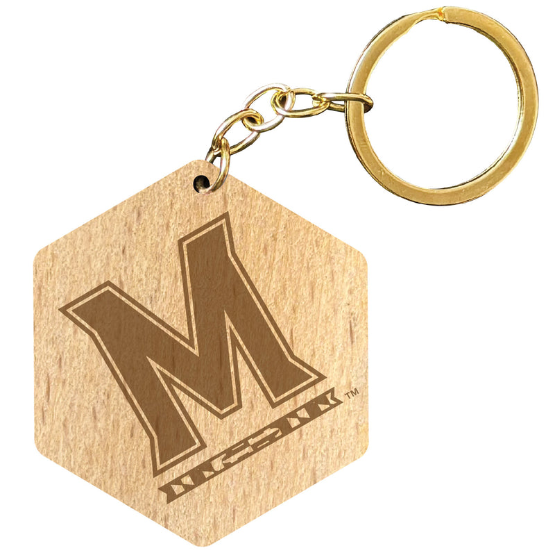 Maryland Terrapins 2" Engraved Wooden Hexagon Keychain Officially Licensed Collegiate Product Single
