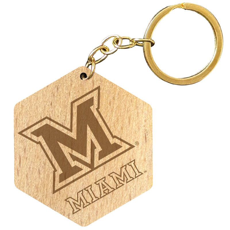 Miami University of Ohio 2" Engraved Wooden Hexagon Keychain Officially Licensed Collegiate Product Single