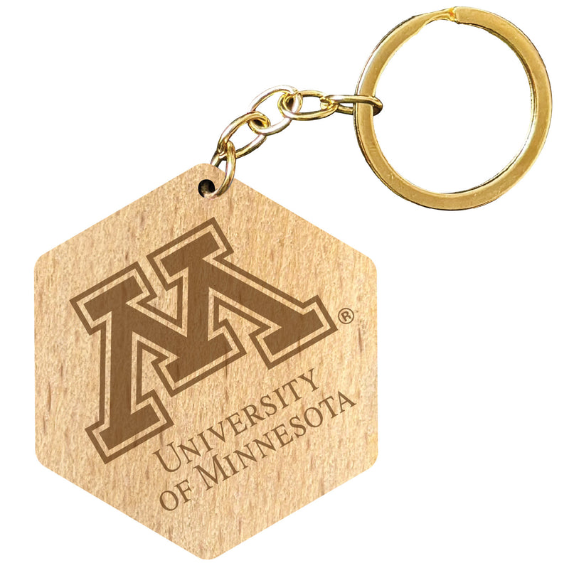 Minnesota Gophers 2" Engraved Wooden Hexagon Keychain Officially Licensed Collegiate Product 2-Pack