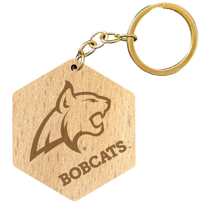 Montana State Bobcats 2" Engraved Wooden Hexagon Keychain Officially Licensed Collegiate Product Single