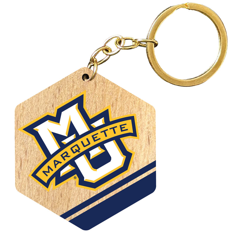 Marquette Golden Eagles 2" Wooden Hexagon Keychain Officially Licensed Collegiate Product 4-Pack