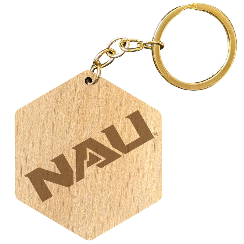 Northern Arizona University 2" Engraved Wooden Hexagon Keychain Officially Licensed Collegiate Product 4-Pack