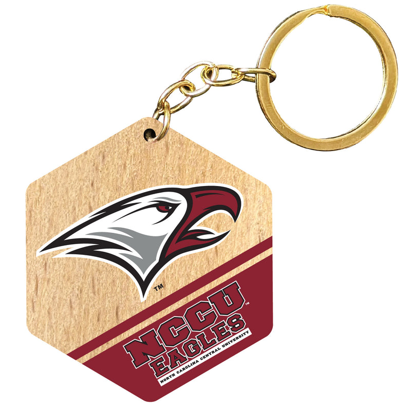 North Carolina Central Eagles 2" Wooden Hexagon Keychain Officially Licensed Collegiate Product Single
