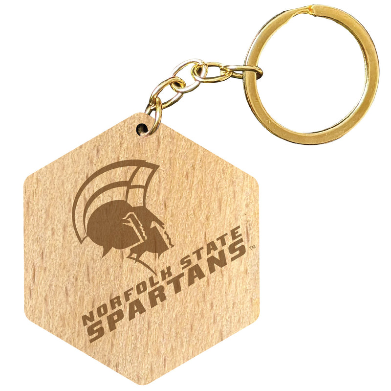 Norfolk State University 2" Engraved Wooden Hexagon Keychain Officially Licensed Collegiate Product 2-Pack