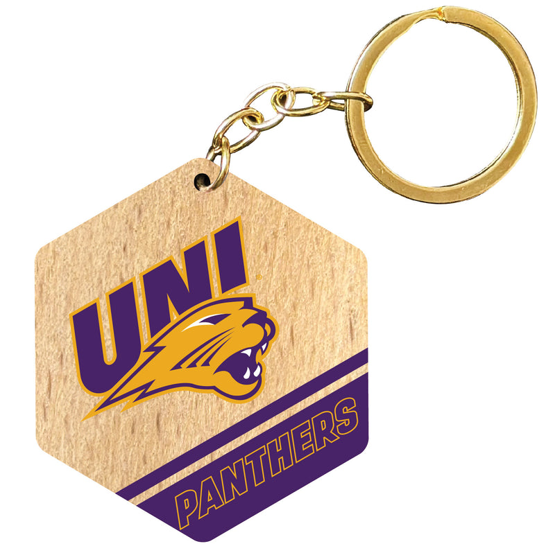 Northern Iowa Panthers 2" Wooden Hexagon Keychain Officially Licensed Collegiate Product Single