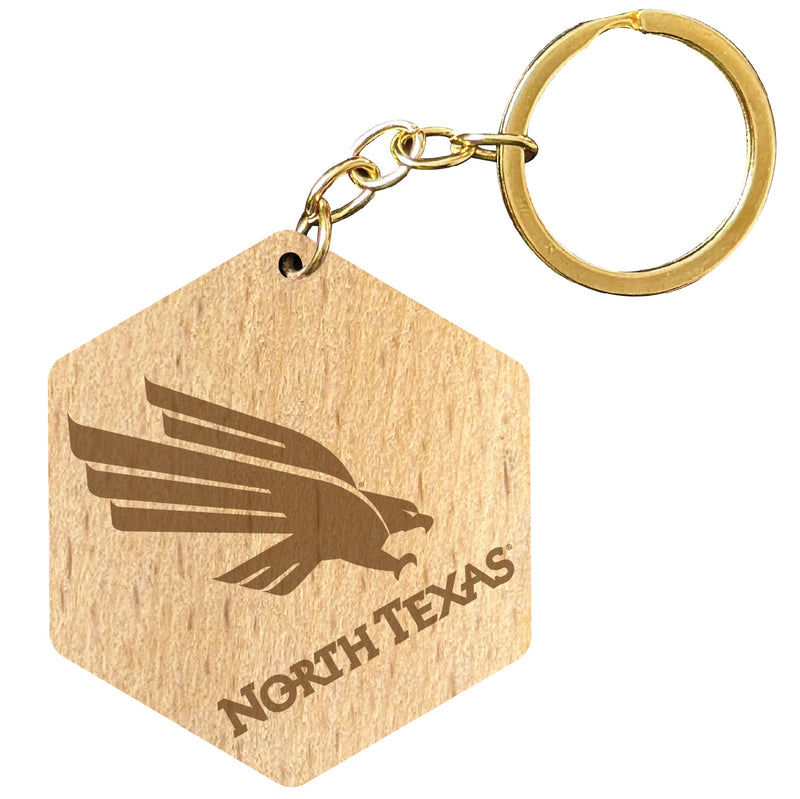 North Texas 2" Engraved Wooden Hexagon Keychain Officially Licensed Collegiate Product Single