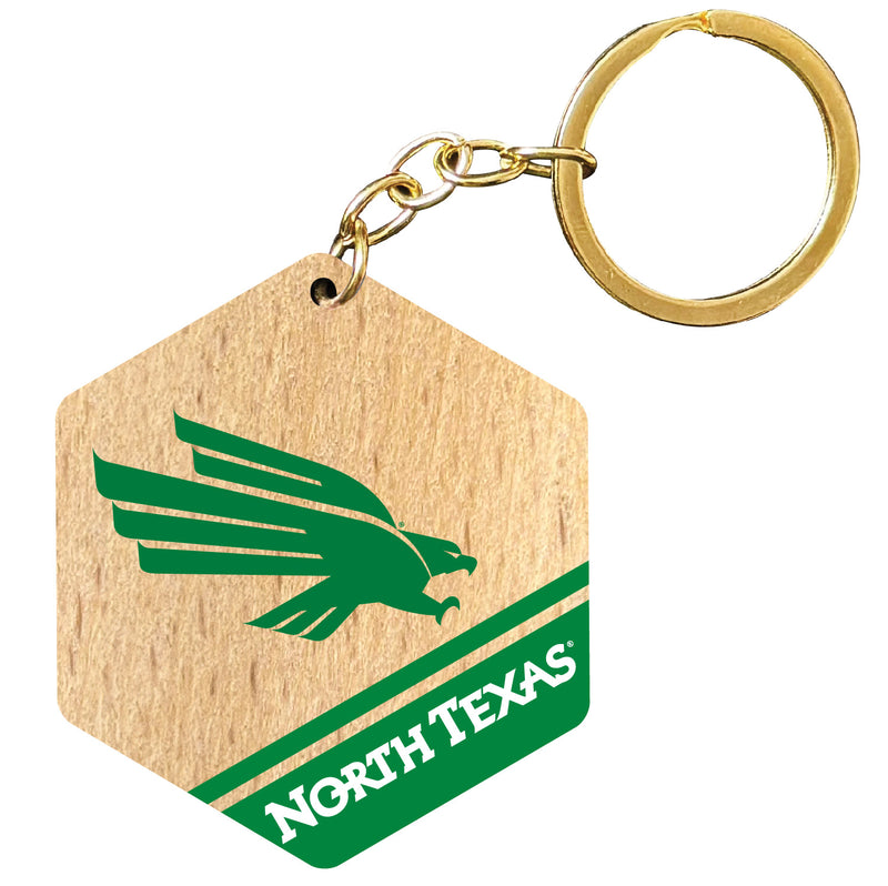 North Texas 2" Wooden Hexagon Keychain Officially Licensed Collegiate Product Single