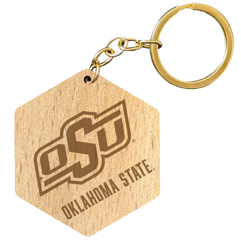 Oklahoma State Cowboys 2" Engraved Wooden Hexagon Keychain Officially Licensed Collegiate Product Single