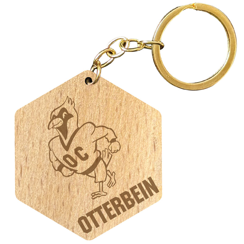 Otterbein University 2" Engraved Wooden Hexagon Keychain Officially Licensed Collegiate Product Single