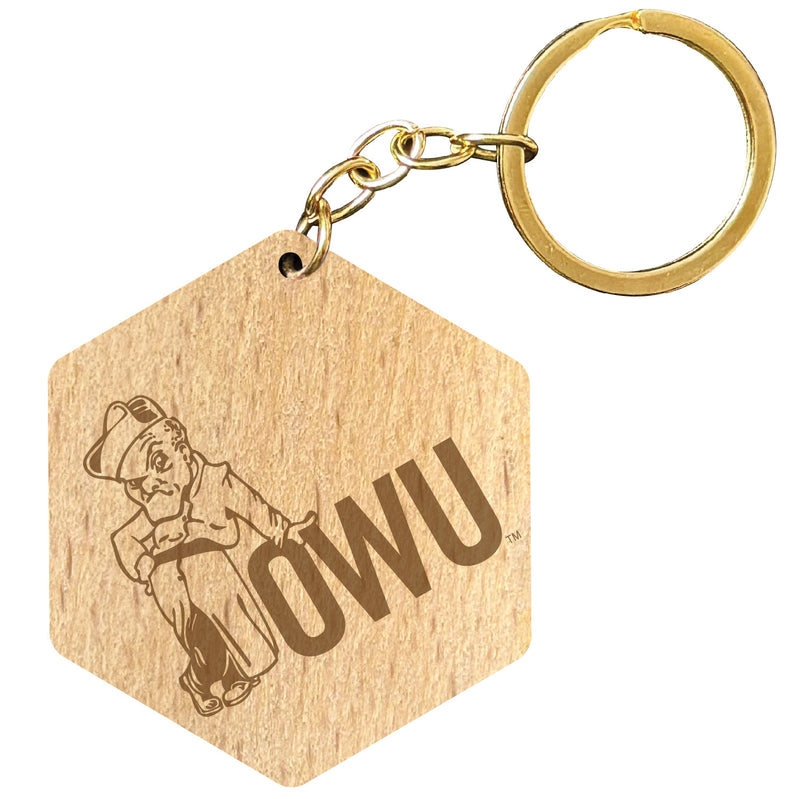 Ohio Wesleyan University 2" Engraved Wooden Hexagon Keychain Officially Licensed Collegiate Product 4-Pack