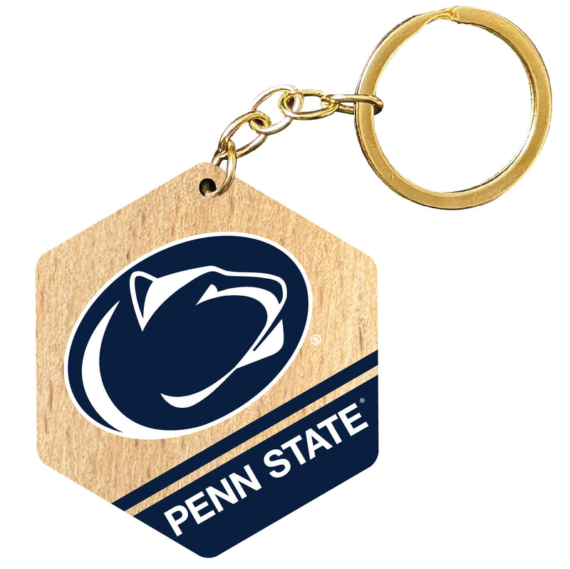 Penn State Nittany Lions 2" Wooden Hexagon Keychain Officially Licensed Collegiate Product 2-Pack