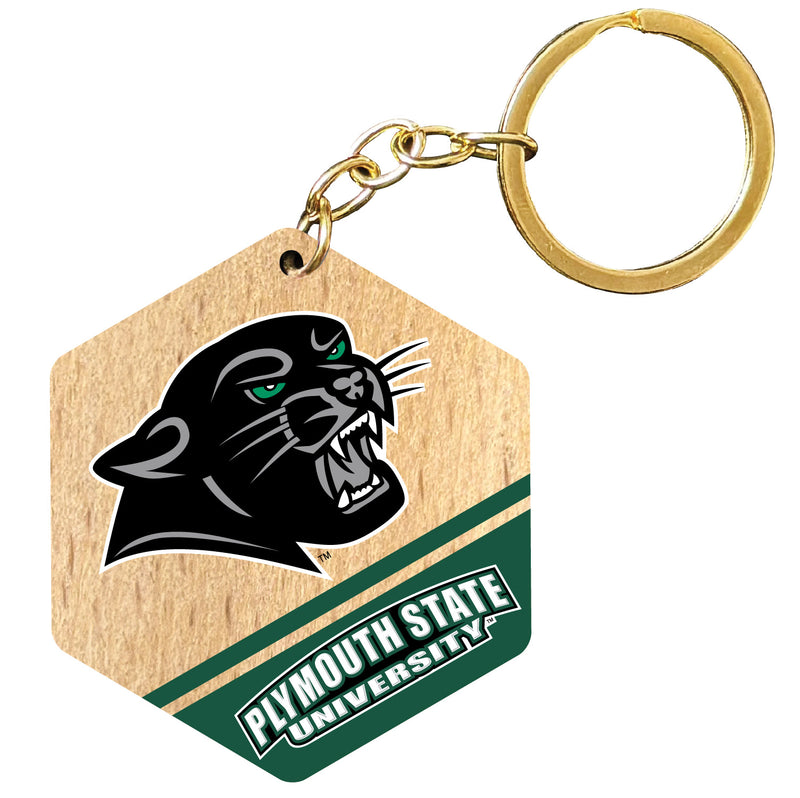 Plymouth State University 2" Wooden Hexagon Keychain Officially Licensed Collegiate Product Single