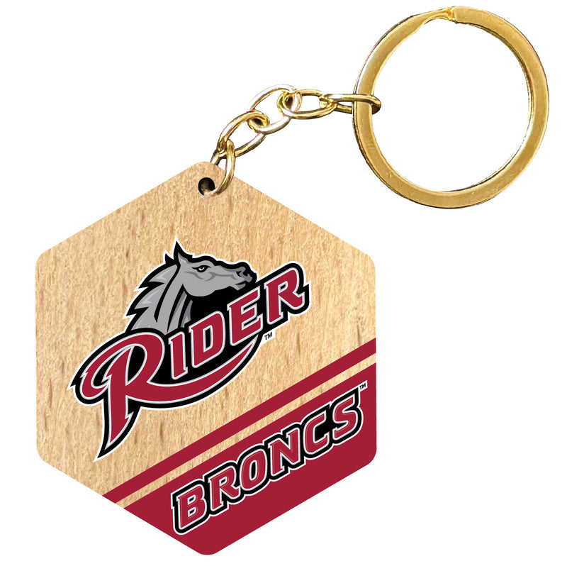 Rider University Broncs 2" Wooden Hexagon Keychain Officially Licensed Collegiate Product Single